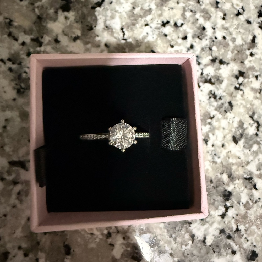 Clear Sparkling Crown Solitaire Ring Sterling Sil… - image 2